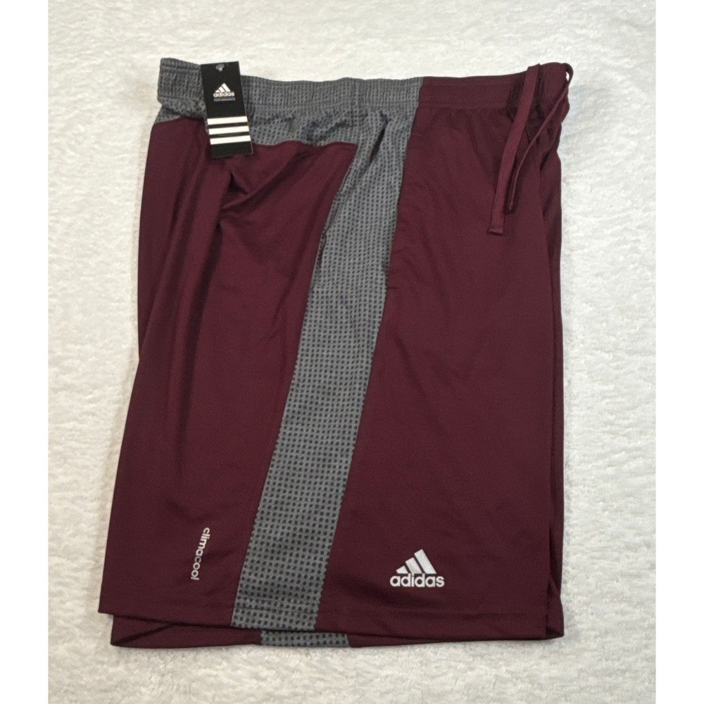 Adidas ClimaCool Mens XL Burgundy Gray Basketball Training Gym Shorts NWT